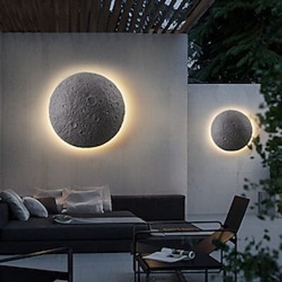 Modern Minimalist Moon LED Porch Lights White Round Wall Mounted Exterior Wall Lantern Anti-Rust Outside Sconces for Porch Patio Garage 110-240V miniinthebox