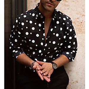 Men's Shirt Floral Plus Size Long Sleeve Daily Tops Basic Black miniinthebox