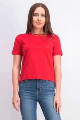 Womens Capsule Contrast Neck Tee Red Womens Capsule Contrast Neck Tee Red