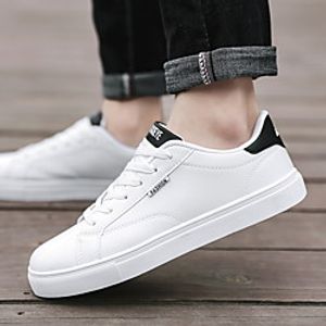Men's Sneakers Lace up Casual Vintage British Daily Office  Career PU Breathable Non-slipping Wear Proof Black and White White  Blue White Spring Summer Lightinthebox