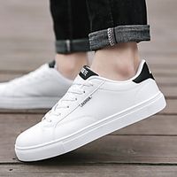 Men's Sneakers Lace up Casual Vintage British Daily Office  Career PU Breathable Non-slipping Wear Proof Black and White White  Blue White Spring Summer Lightinthebox - thumbnail