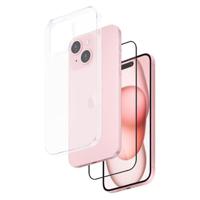 Smartix Tempered Glass + Case Pink iPhone 15 Premium Bundle