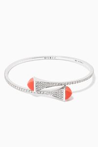 Cleo Pink Coral Diamond Slip-on Bracelet in 18kt White Gold