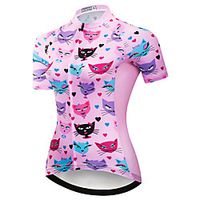 21Grams Women's Short Sleeve Cycling Jersey Summer Spandex Polyester Pink Cat Bike Jersey Top Mountain Bike MTB Road Bike Cycling Quick Dry Moisture Wicking Breathable Sports Clothing Apparel Lightinthebox - thumbnail