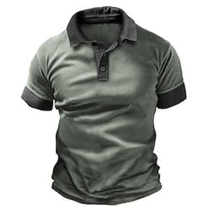 Men's Polo Shirt Golf Shirt Graphic Prints Turndown Army Green Outdoor Street Short Sleeves Button-Down Print Clothing Apparel Sports Fashion Streetwear Designer Lightinthebox
