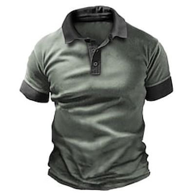Men's Polo Shirt Golf Shirt Graphic Prints Turndown Army Green Outdoor Street Short Sleeves Button-Down Print Clothing Apparel Sports Fashion Streetwear Designer Lightinthebox