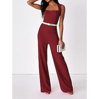 Women's Jumpsuit Backless High Waist Solid Color Square Neck Elegant Party Cocktail Party Regular Fit Sleeveless Black Light Green Red S M L Summer Lightinthebox - thumbnail