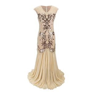 Women's Party Dress Sequin Dress Sheath Dress Long Dress Maxi Dress Black Gold Pure black Apricot Sleeveless Geometric Sequins Winter Fall Autumn V Neck Evening Party Slim 2022 S M L XL Lightinthebox