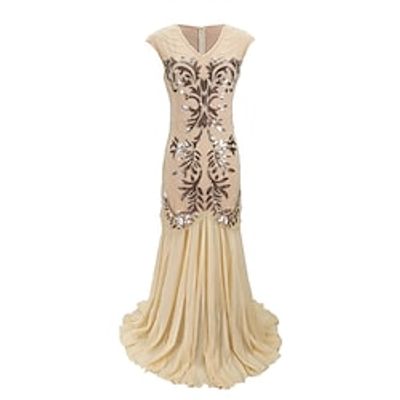 Women's Party Dress Sequin Dress Sheath Dress Long Dress Maxi Dress Black Gold Pure black Apricot Sleeveless Geometric Sequins Winter Fall Autumn V Neck Evening Party Slim 2022 S M L XL Lightinthebox