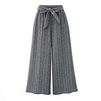 Women's Basic Fashion Comfort Daily Weekend Chinos Pants Stripe Ankle-Length Elastic Waist Black Gray Lightinthebox - thumbnail