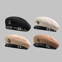 Hats Headwear Polyester Beret Hat Floppy Hat Casual Holiday Simple Classic With Bows Pure Color Headpiece Headwear Lightinthebox - thumbnail