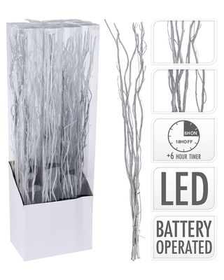 Homesmiths Christmas Willow Branches 75 Cm 24 LED Silver 1 Piece