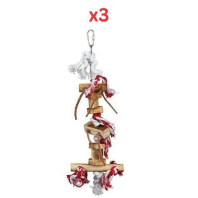 Trixie Wood & Leather Toy On Rope For Birds - Brown 35cm (Pack Of 3) Trixie Wood & Leather Toy On Rope For Birds - Brown 35cm (Pack Of 3)