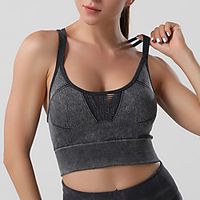 Women's Strap Sports Bra Medium Support Summer Cut Out Removable Pad Solid Color Pink Grey Nylon Yoga Gym Workout Running Bra Top Sport Activewear Breathable Quick Dry Comfortable Stretchy Slim Lightinthebox - thumbnail