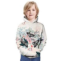 Kids Boys' Hoodie  Sweatshirt Long Sleeve Butterfly 3D Print Floral Animal Print Beige Children Tops Summer Active Daily Wear Regular Fit 3-13 Years miniinthebox - thumbnail