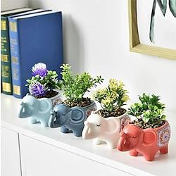 Cute Elephant Succulent Planter (Pot Not Included Drainage Tray) Ceramic Cactus Flower Container Animal Bonsai Holder For Indoor Plants Lightinthebox