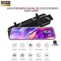 10'' HD Car Dash Cam with Dual Rear View Cameras  Sound Control - Full Screen Touch Lightinthebox - thumbnail