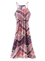 Sexy Beach Printed Sleeveless Striped V-Neck Long Women Dress