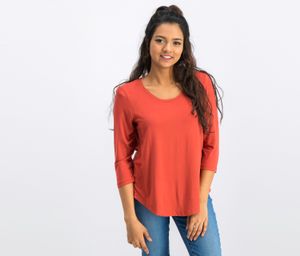 Women Petite Three-Quarter-Sleeve Top  Rusty Red