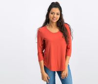 Women Petite Three-Quarter-Sleeve Top  Rusty Red - thumbnail