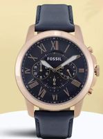 Fossil Grant Chronograph Navy Leather Watch - FS4835