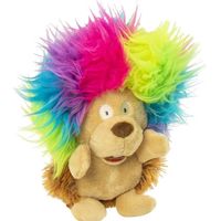 Godog Silent Squeak Crazy Hairs Hedgehog With Chew Guard Technology Durable Plush Dog Toy Large