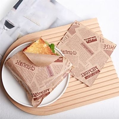 50pcs Baking Package Food Pack Greaseproof Paper Bag Sandwich Donut Bread Wrapper Hamburger Paper Bag Kitchen Baking Accessory Lightinthebox