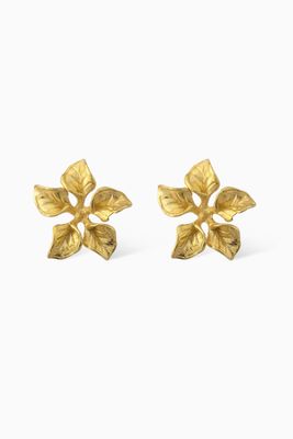 Magnolia Stud Earrings in 24kt Gold-Plated Bronze