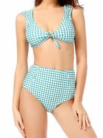 Plaid Deep V High Waist Bikini Sets