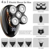 Electric Shavers Mens Electric Shaving Razors  Bald Head Shaver ,Rechargeable Cordless Wet Dry Rotary Shaver Grooming Kit with Clippers Nose Hair Trimmer Facial Cleansing Brush miniinthebox - thumbnail
