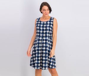Womens Sleeveless Polka Dot Print Dress  Marine/Blanc