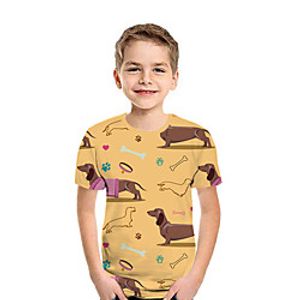 Kids Boys' T shirt Tee Short Sleeve Dog 3D Print Animal Yellow Children Tops Summer Active Daily Wear Regular Fit 3-12 Years Lightinthebox
