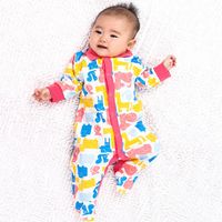 TUBENG Baby Colorful Print Button Long Sleeve Crawling Rompers