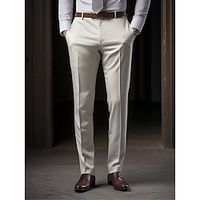Men's Dress Pants Trousers Suit Pants Button Front Pocket Straight Leg Plain Comfort Breathable Business Daily Holiday Fashion Chic Modern Black Khaki miniinthebox