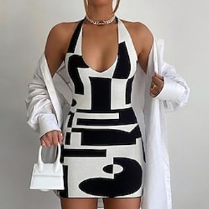 Women's Dress Knitted Print Stylish Sleeveless Sweater Cardigans Halter Neck Spring Summer Green Black Red Lightinthebox