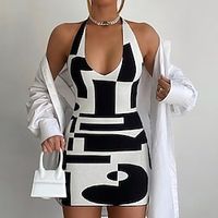 Women's Dress Knitted Print Stylish Sleeveless Sweater Cardigans Halter Neck Spring Summer Green Black Red Lightinthebox - thumbnail