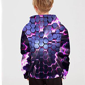 Kids Boys' Hoodie Long Sleeve 3D Print Geometric Purple Children Tops Fall Active Regular Fit 4-12 Years Lightinthebox