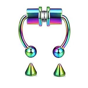 nose ring hoop magnetic horseshoe rings 316l stainless steel faux septum rings non piercing clip on nose hoop rings (rainbow-1pcs) Lightinthebox