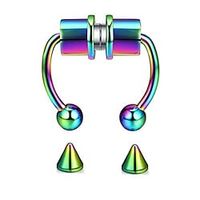 nose ring hoop magnetic horseshoe rings 316l stainless steel faux septum rings non piercing clip on nose hoop rings (rainbow-1pcs) Lightinthebox - thumbnail