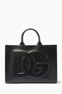 Large DG Daily Shopper Tote Bag in Calfskin