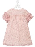 Velveteen Ginny frilled sleeve party dress - PINK - thumbnail