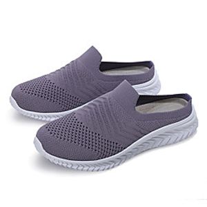 Women's Clogs  Mules Flat Heel Round Toe Booties Ankle Boots Daily Elastic Fabric Solid Colored Purple Burgundy Pink Lightinthebox