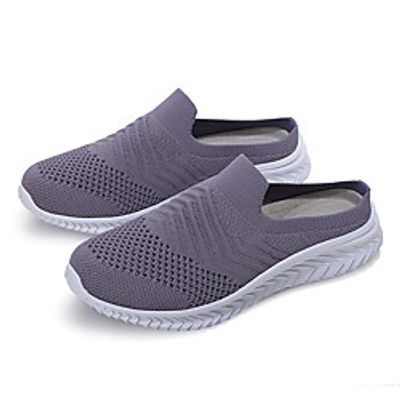 Women's Clogs  Mules Flat Heel Round Toe Booties Ankle Boots Daily Elastic Fabric Solid Colored Purple Burgundy Pink Lightinthebox