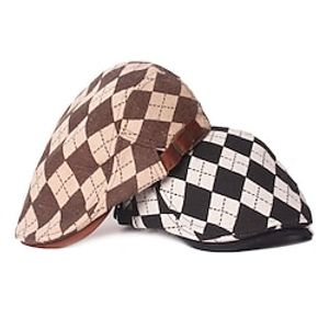 Men's Flat Cap Black khaki Cotton Streetwear Stylish 1920s Fashion Outdoor Daily Going out Lattice Warm Lightinthebox