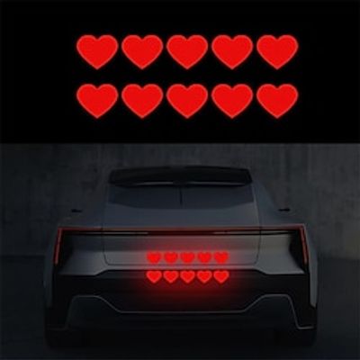 Car Reflective Stickers 10pcsSet Heart Vinyl Decal for Cars, High Intensity Reflective DIY Stickers for Window Bumper Laptop Auto Decals Waterproof Car Sticker Lightinthebox