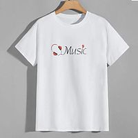 Men's Unisex Tees T shirt Hot Stamping Graphic Prints Letter Plus Size Print Short Sleeve Casual Tops 100% Cotton Basic Designer Big and Tall White miniinthebox - thumbnail