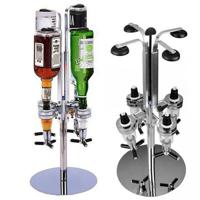 4 Heads Stainless Steel Bar Butler Rotary Wine Juice Cocktail Dispenser Holder - thumbnail