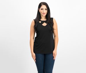 Twist-Neck Tank Top  Deep Black