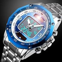 SKMEI Dual Solar  Lithium Battery Powered Watches Digital Quartz Watch Mens Stainless Steel 3ATM Waterproof Multifunction AnalogDigital Display Man Sport Wristwatch Lightinthebox - thumbnail