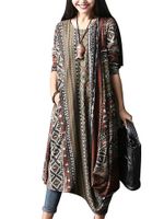 O-Newe Vintage Geometric Printed Asymmetric Dress